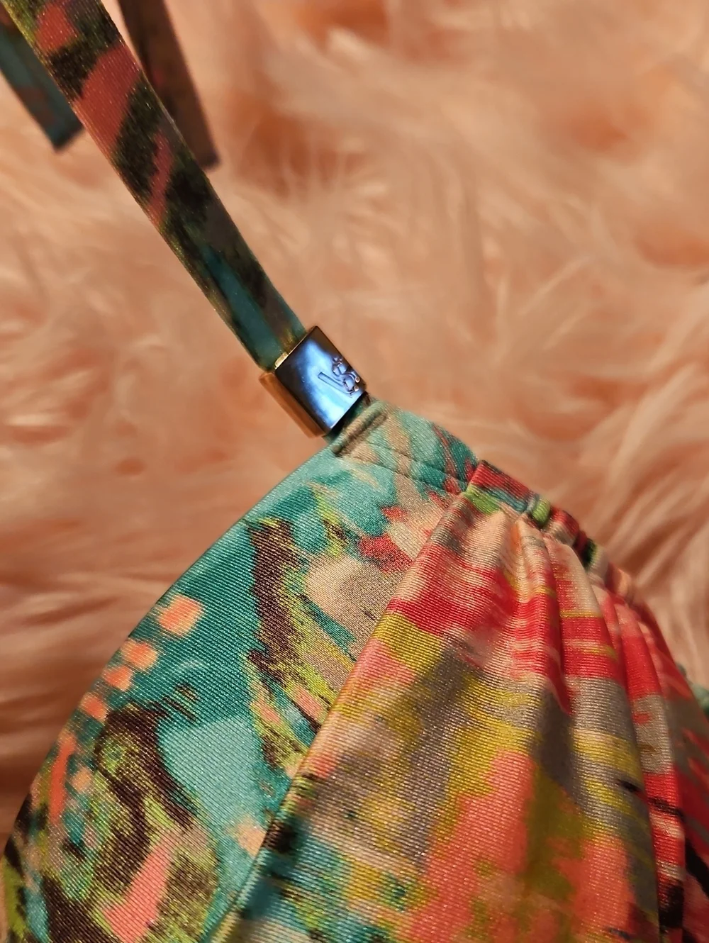 Vs Vintage 2012 Tropical Abstract Tease Halter Cheeky  Bikini